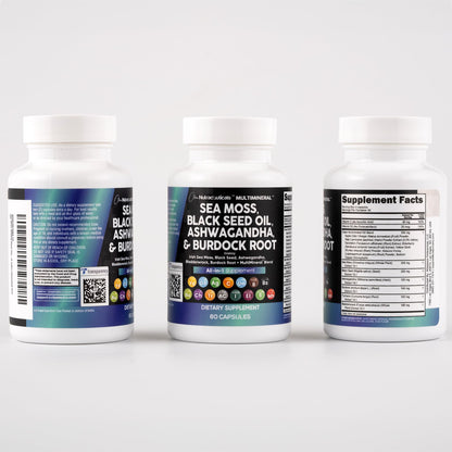 Clean Nutraceuticals 15-in-1 Sea Moss & Black Seed Oil 2-Pack | Ashwagandha Turmeric Blend