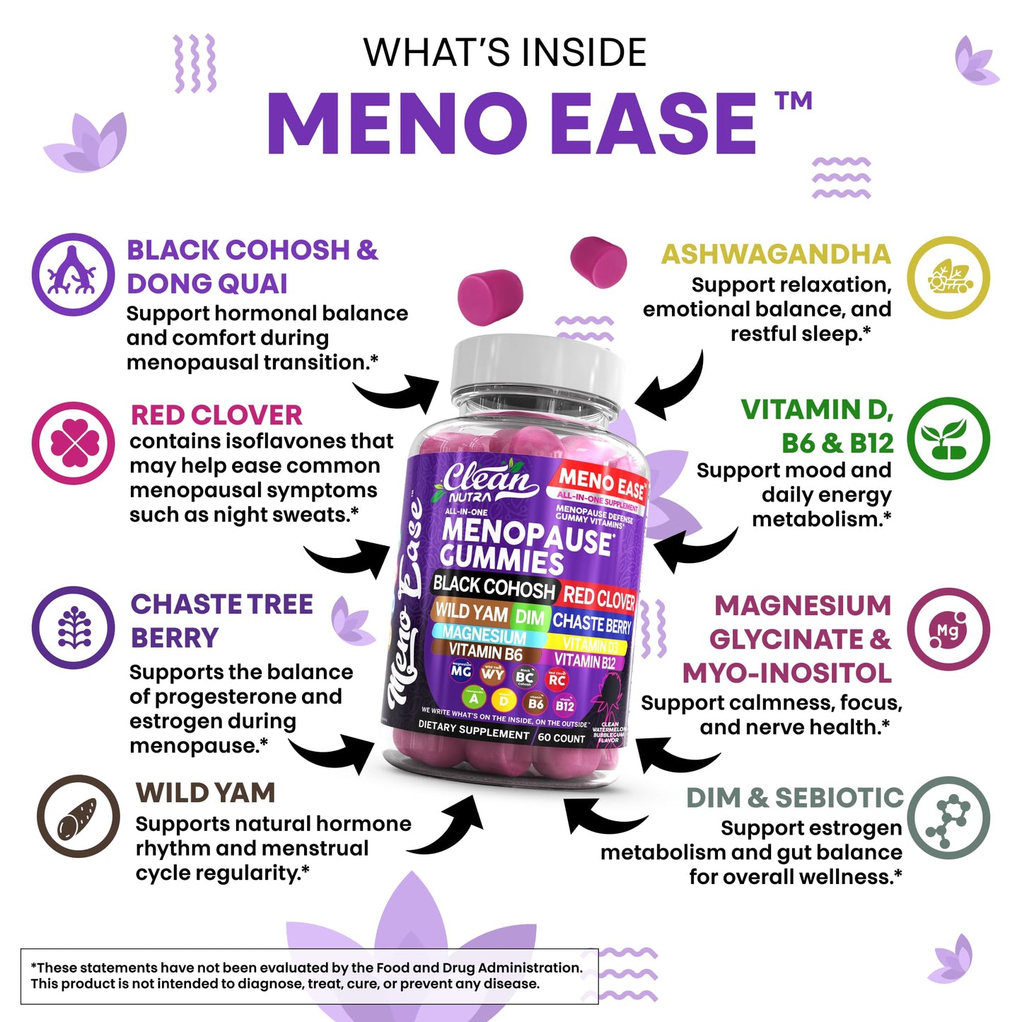 Clean Nutraceuticals Menopause Gummies for Women – Hormone Balance & Night Sweat Support