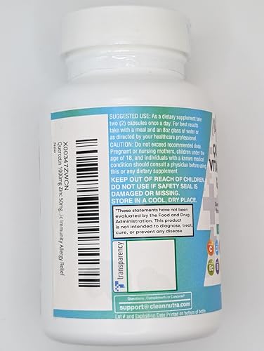 Clean Nutraceuticals Quercetin, Zinc, Vitamin C & D, Bromelain, Elderberry – Lung Immune Support (60 Count x 2)
