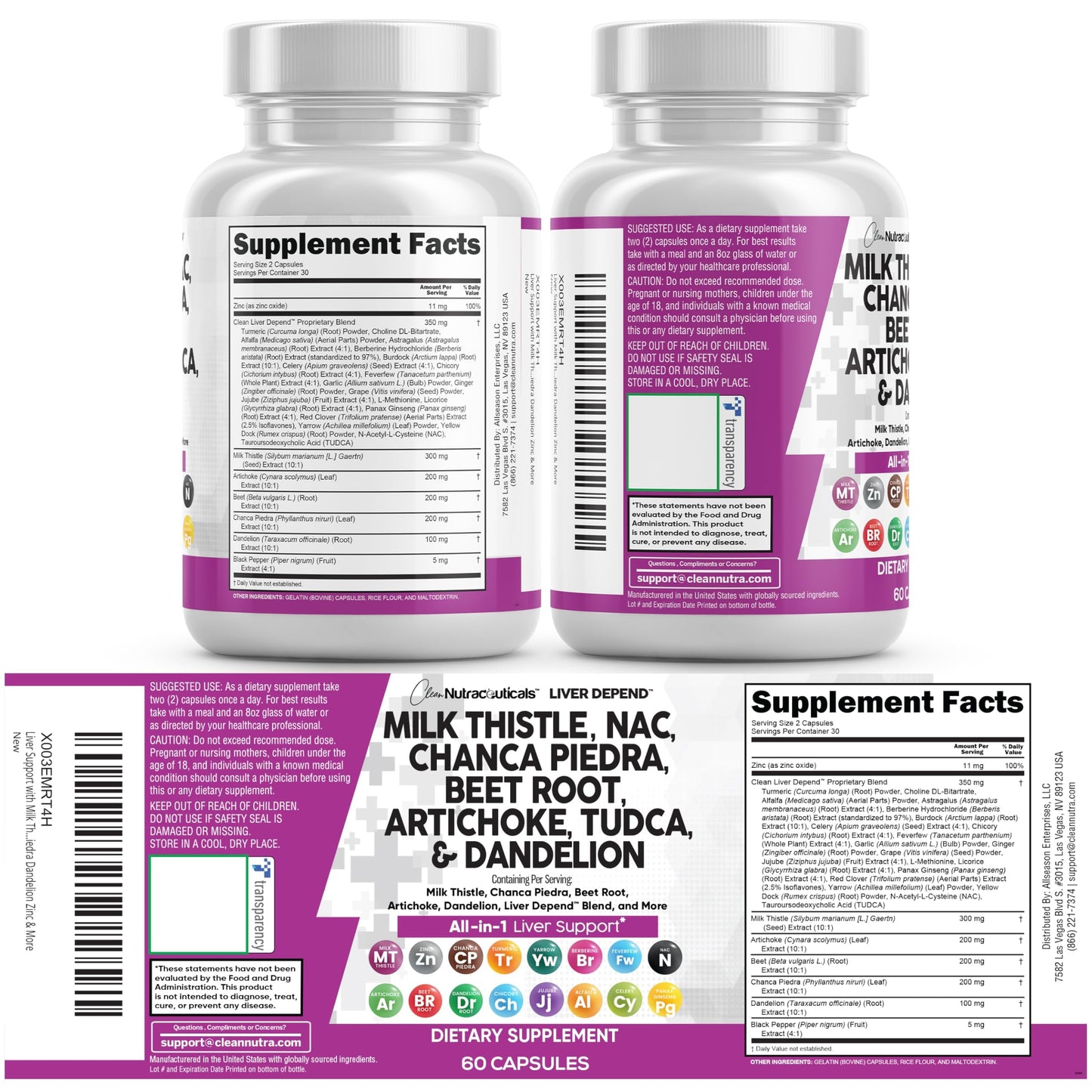 Clean Nutraceuticals Liver Defend 28-in-1 – Milk Thistle, NAC, Chanca Piedra & TUDCA, 2 Pack