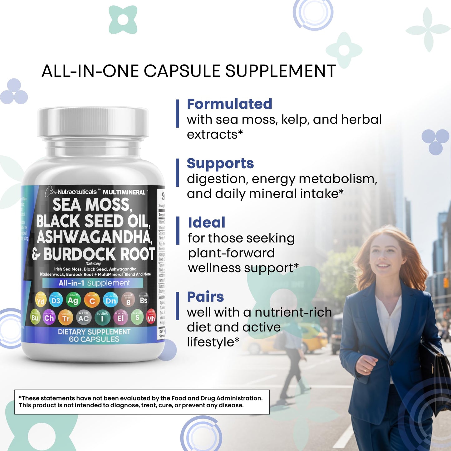 Clean Nutraceuticals 15-in-1 Sea Moss & Black Seed Oil 2-Pack | Ashwagandha Turmeric Blend