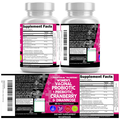 Clean Nutraceuticals Vaginal Probiotics + Prebiotics 20B – Cranberry & D-Mannose Urinary Health, 3-Pack