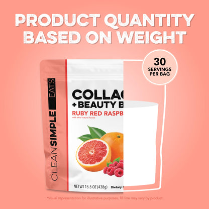 Clean Simple Eats Collagen + Beauty Blend Ruby Red Raspberry, 30 Servings