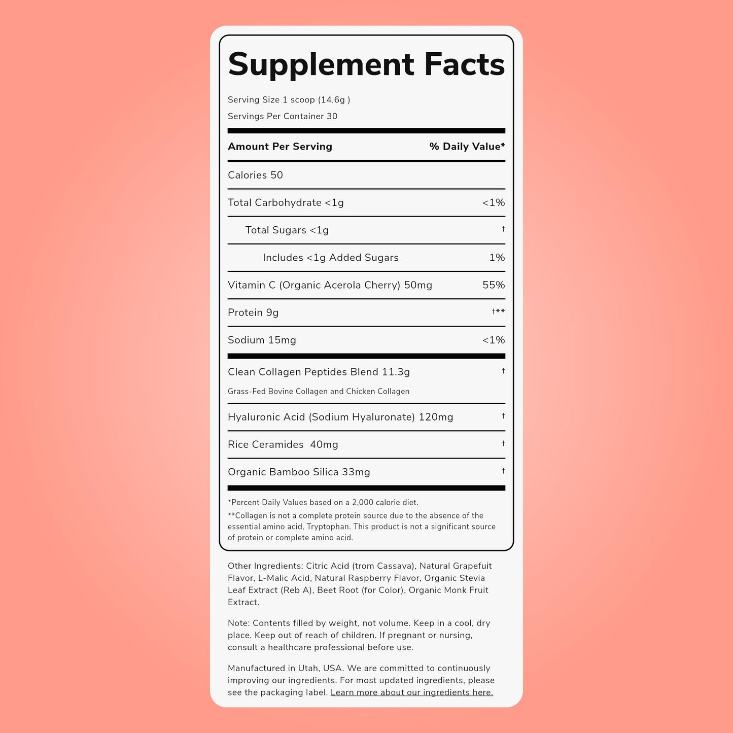 Clean Simple Eats Collagen + Beauty Blend Ruby Red Raspberry, 30 Servings