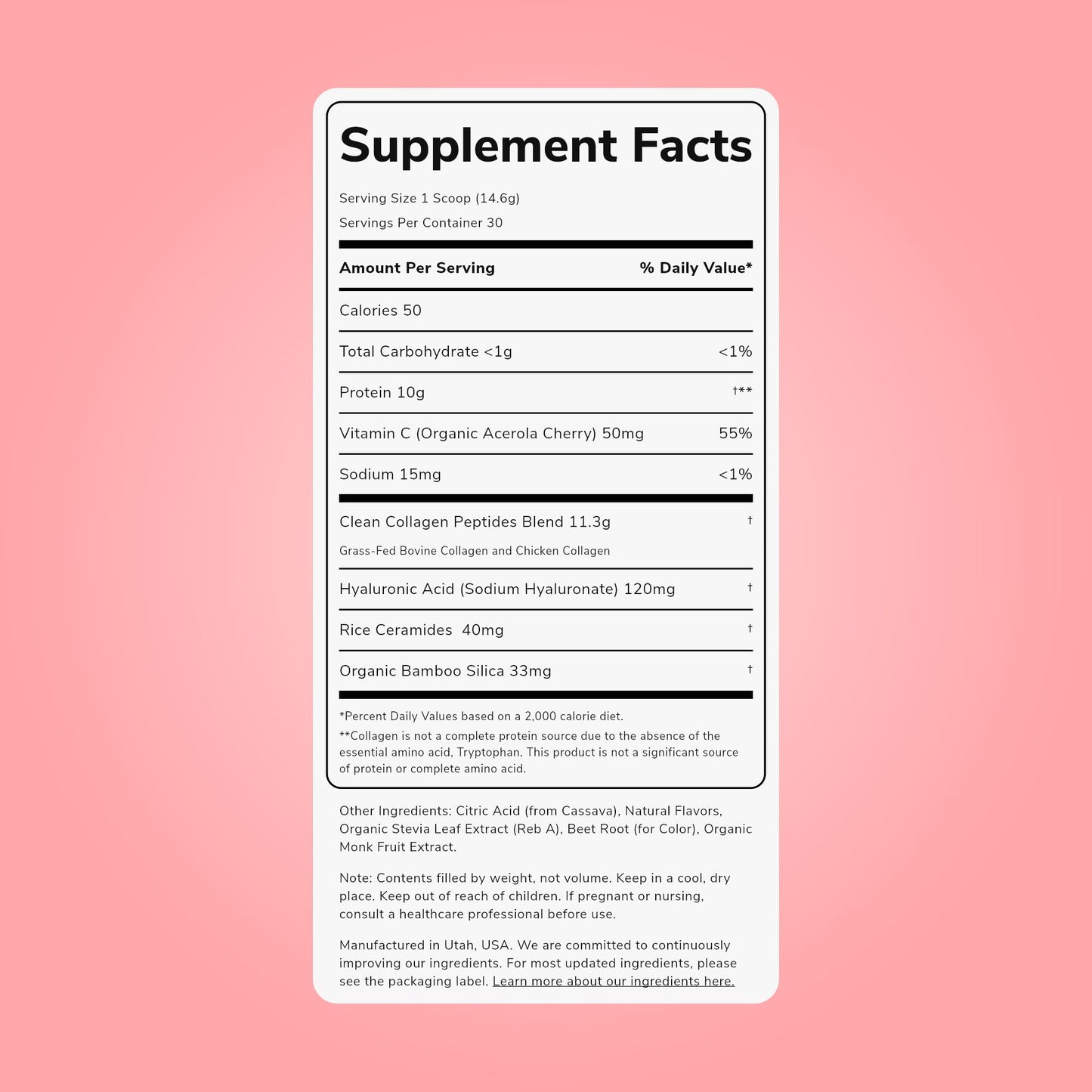 Clean Simple Eats Collagen Powder and Beauty Blend - Strawberry Colada, 30 Servings