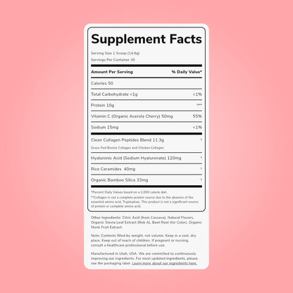 Clean Simple Eats Collagen Powder and Beauty Blend - Strawberry Colada, 30 Servings
