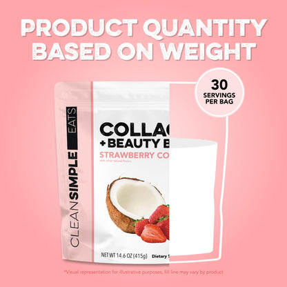Clean Simple Eats Collagen Powder and Beauty Blend - Strawberry Colada, 30 Servings