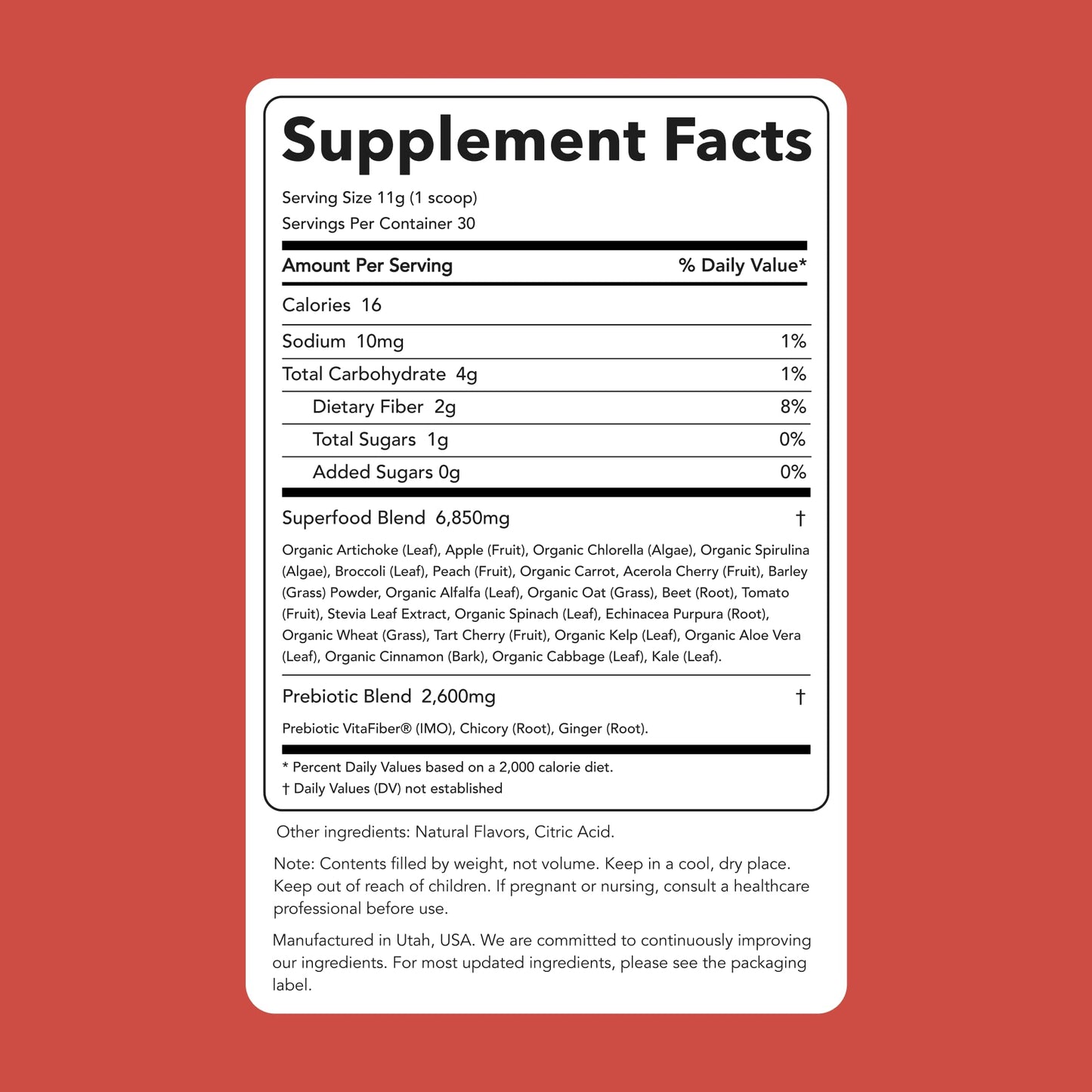 Clean Simple Eats Super Greens Powder | Peachy Greens Flavor, 30 Servings, Gluten Free