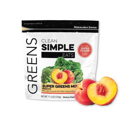 Clean Simple Eats Super Greens Powder | Peachy Greens Flavor, 30 Servings, Gluten Free