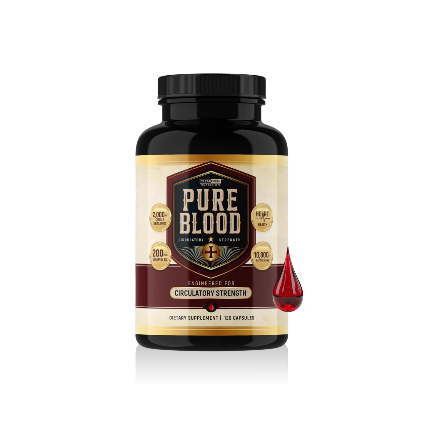 CleanForm Nutrition Pure Blood – Advanced Circulatory Support, Clinically Dosed, 120 Capsules