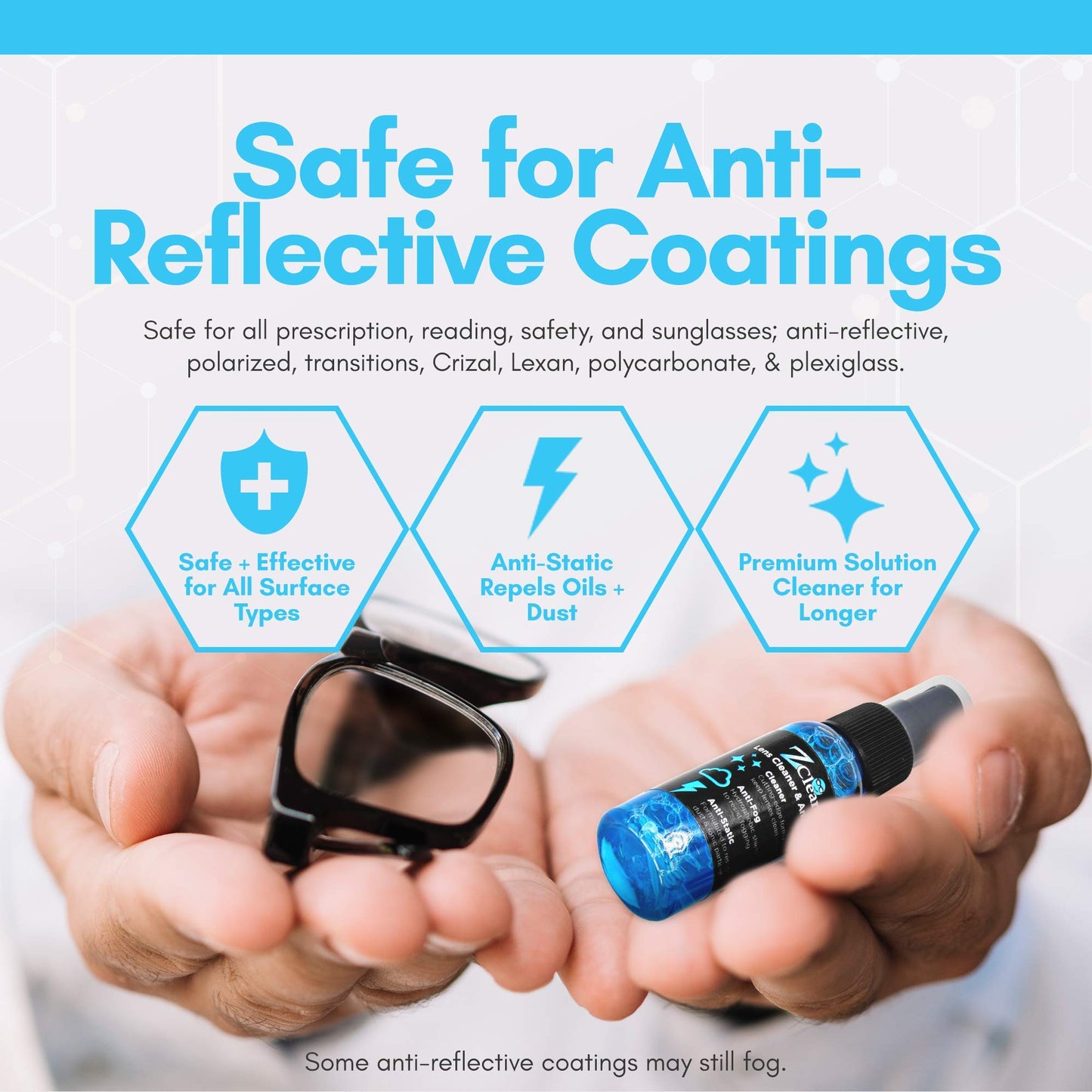 Combo Pack: 1oz Anti-Fog Spray + Microfiber Cloth for Glasses & Sunglasses