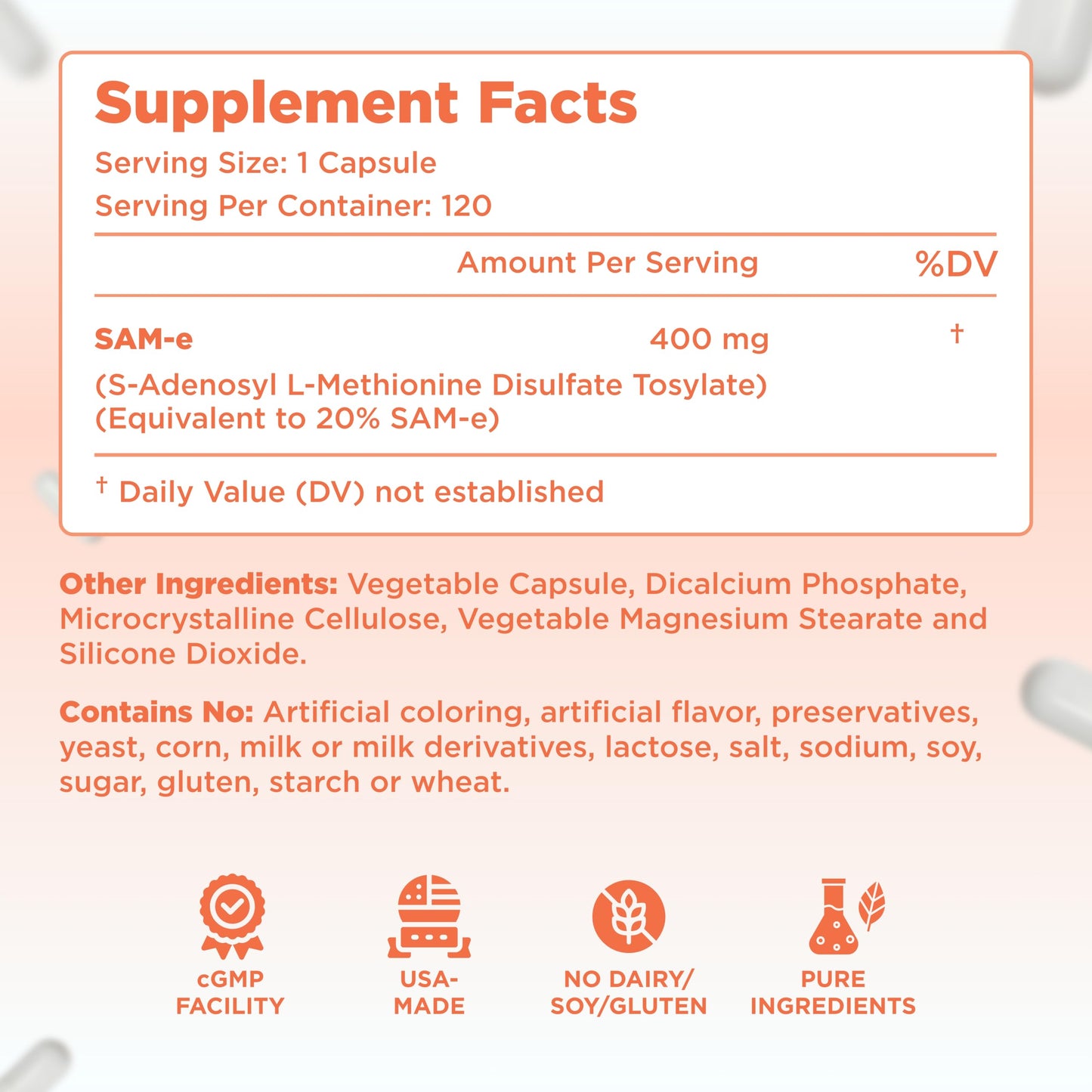 Clear Formulas Bioactive SAM-e 400mg | Mood & Liver Support | Vegan, Non-GMO | Made in USA