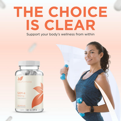 Clear Formulas Bioactive SAM-e 400mg | Mood & Liver Support | Vegan, Non-GMO | Made in USA