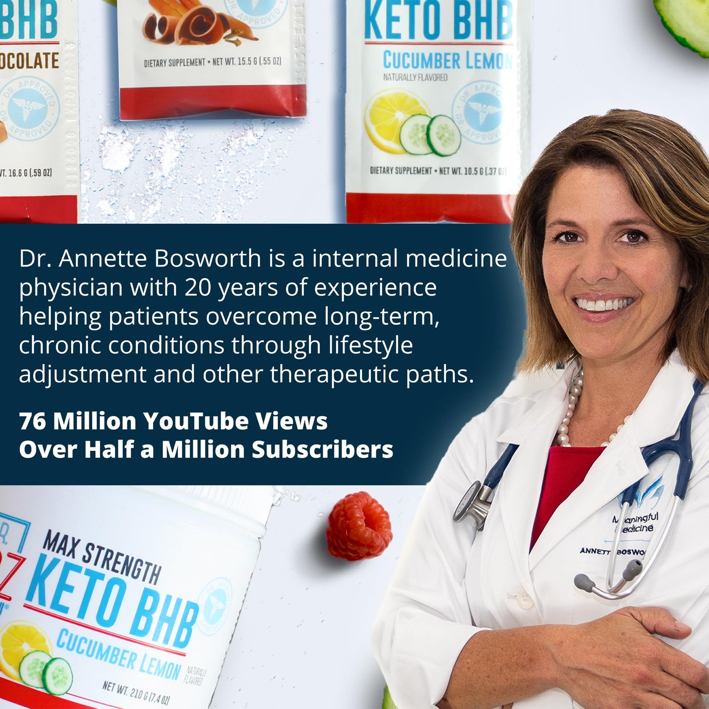 Dr. Boz Pucker UP! Clear Ketones – 20 Packets | Fast-Acting Liquid BHB for Energy & Clarity, Made in USA