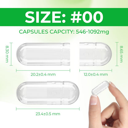 Angtai JN Vegan Capsule Size 00 – Empty Plant-Based Pill Caps Kit (100 Count) Gluten Free & Non-GMO