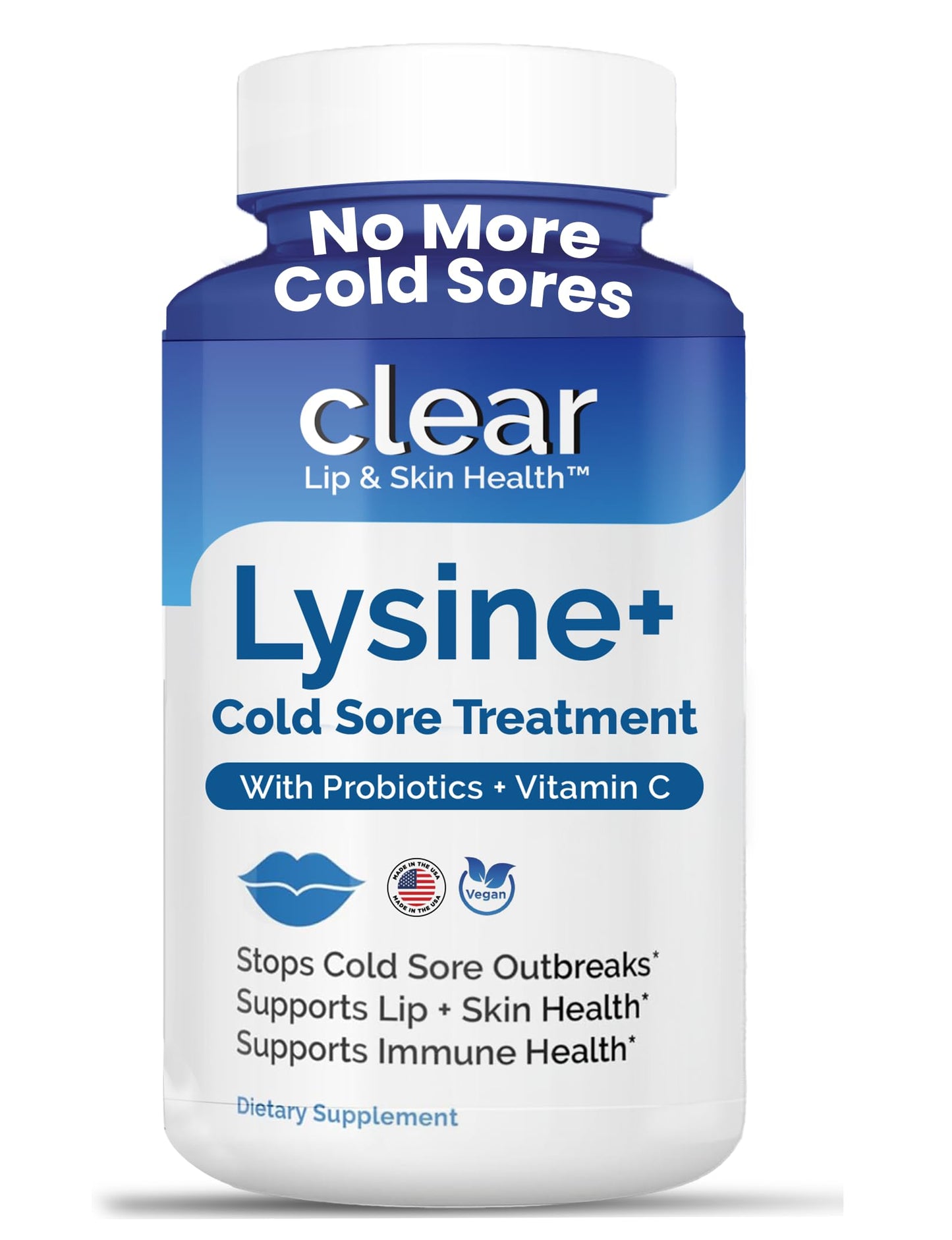 Clear Probiotics Lysine Capsules with Prebiotics & Vitamin C | 1 Month Supply
