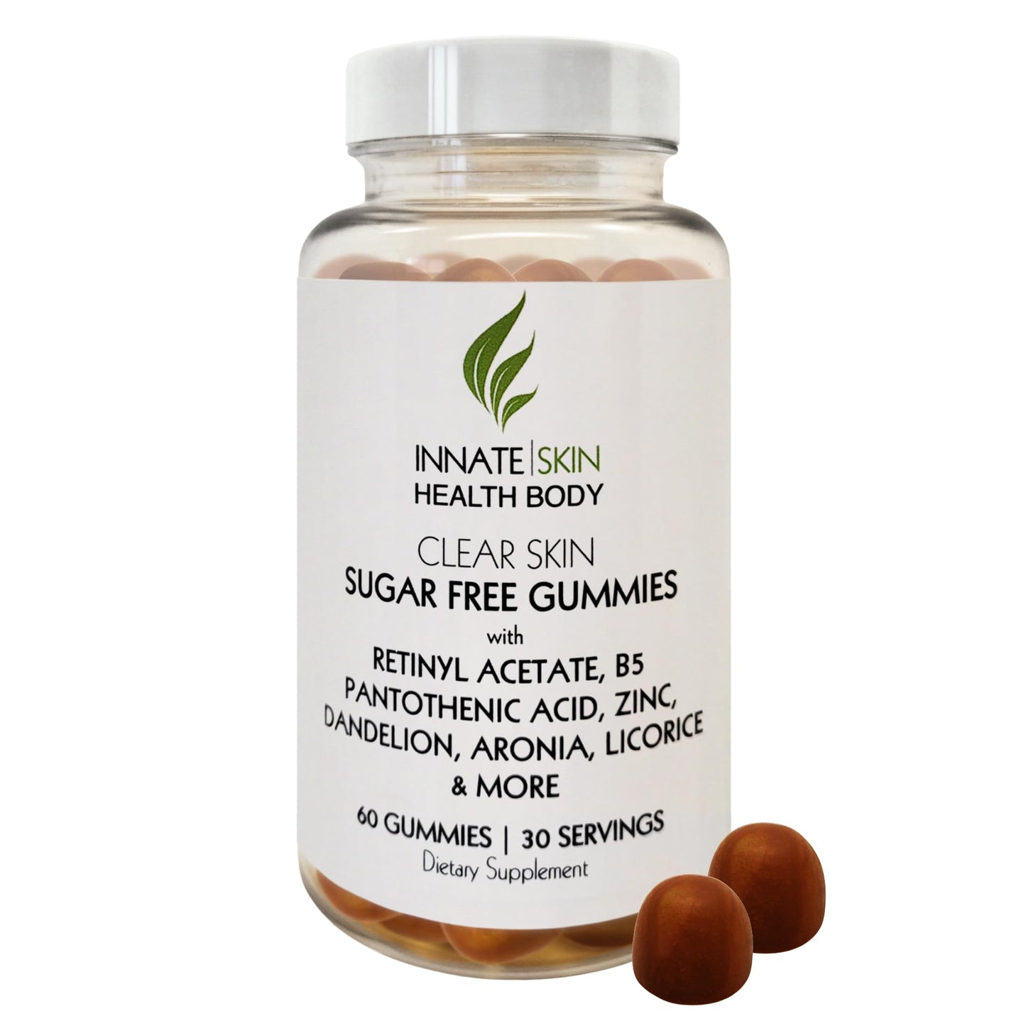 Clear Skin Acne Gummies – Complexion Supplement, Pantothenic Acid & Antioxidants, 60 Count