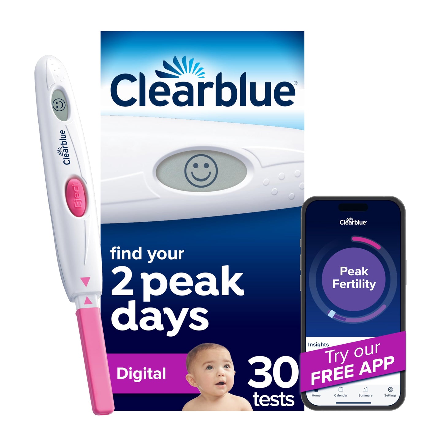 Clearblue Digital Ovulation Test, 30 Count – Detect LH Surge & 2 Fertile Days