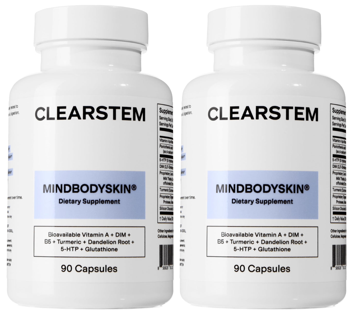 CLEARSTEM MINDBODYSKIN Hormonal Acne Supplement – DIM, Antioxidants, Gluten Free, 180 Capsules