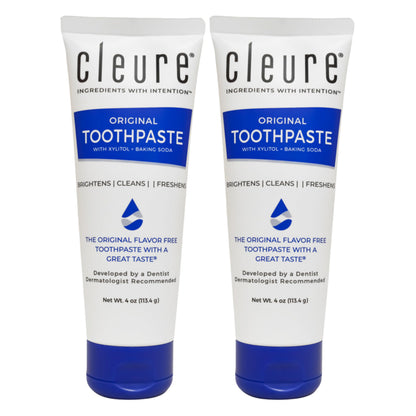 Cleure Original No Fluoride Toothpaste – SLS Free, Mint Free, Xylitol (4oz x2)