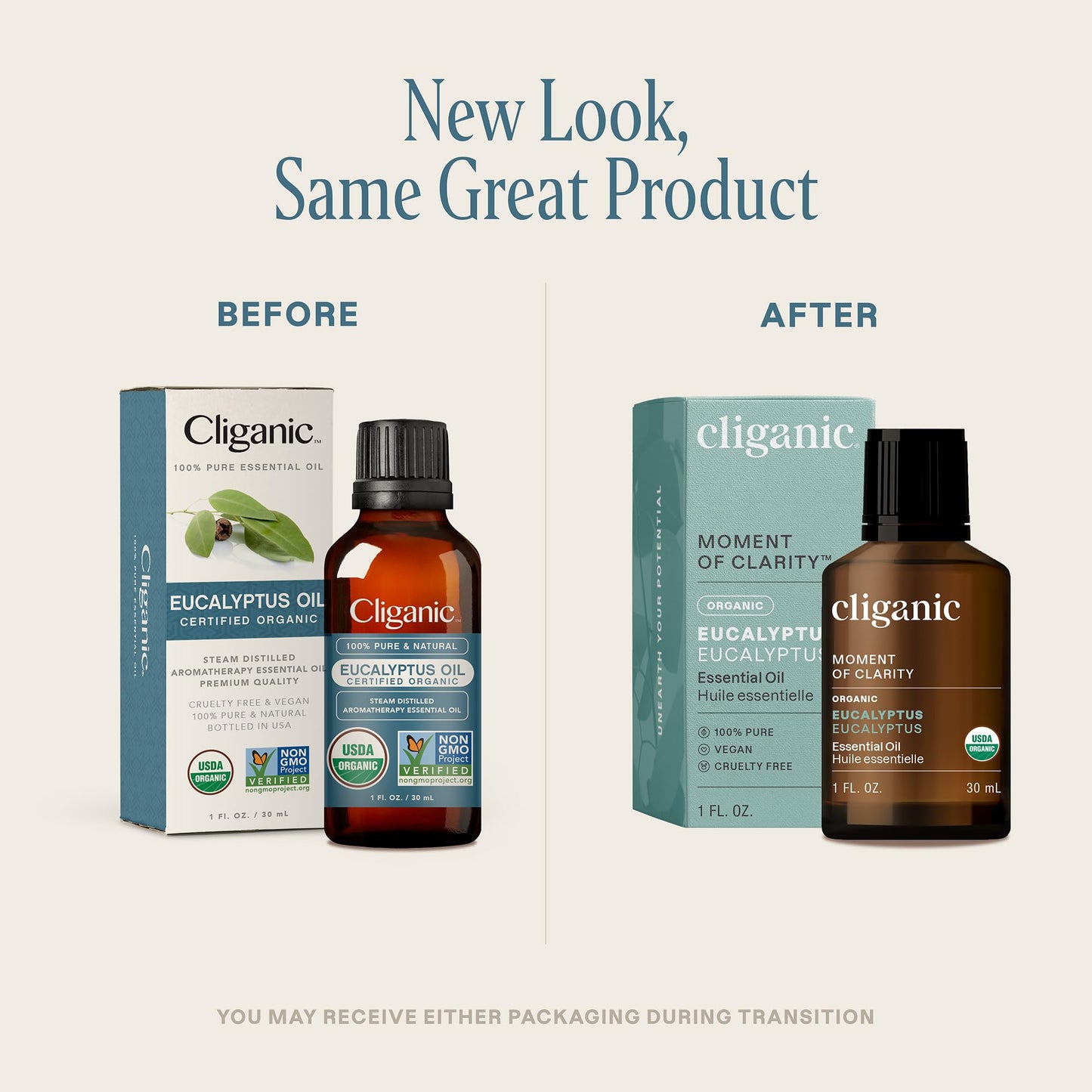 Cliganic Organic Eucalyptus Essential Oil – 100% Pure, Steam-Distilled, Non-GMO | USDA Organic Certified