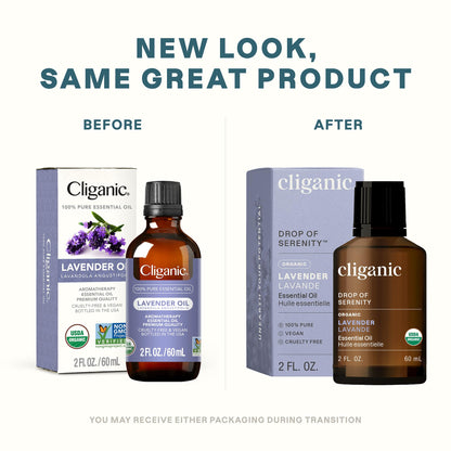 Cliganic Organic Lavender Essential Oil - 100% Pure Natural for Aromatherapy Diffuser | Non-GMO Verified (Packaging May Vary)