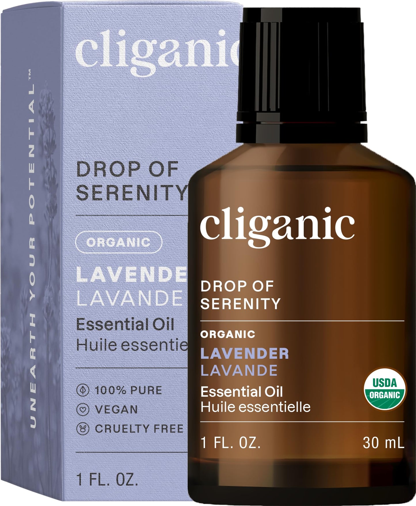 Cliganic Organic Lavender Essential Oil 1oz - 100% Pure, Undiluted, Non-GMO (Packaging May Vary)