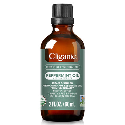 Cliganic Organic Peppermint Essential Oil – 100% Pure, USDA Organic, Non-GMO (Packaging May Vary)
