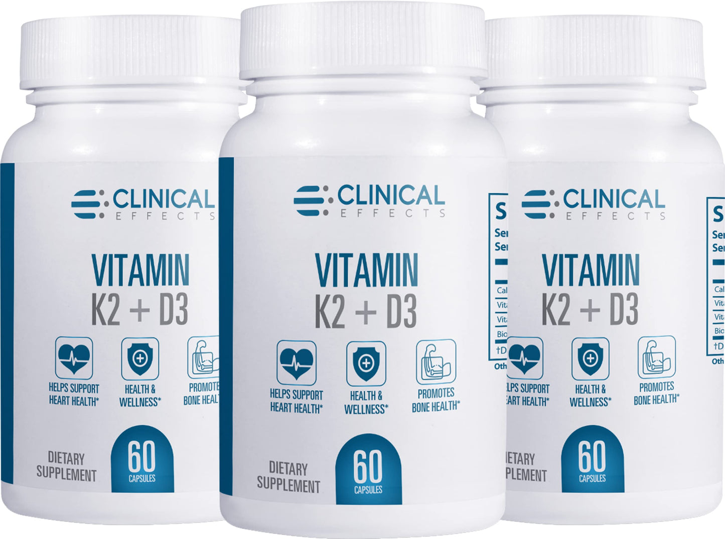Clinical Effects Vitamin K2 + D3 | Max Absorption Bone & Heart Support | 3 Pack | Made in USA