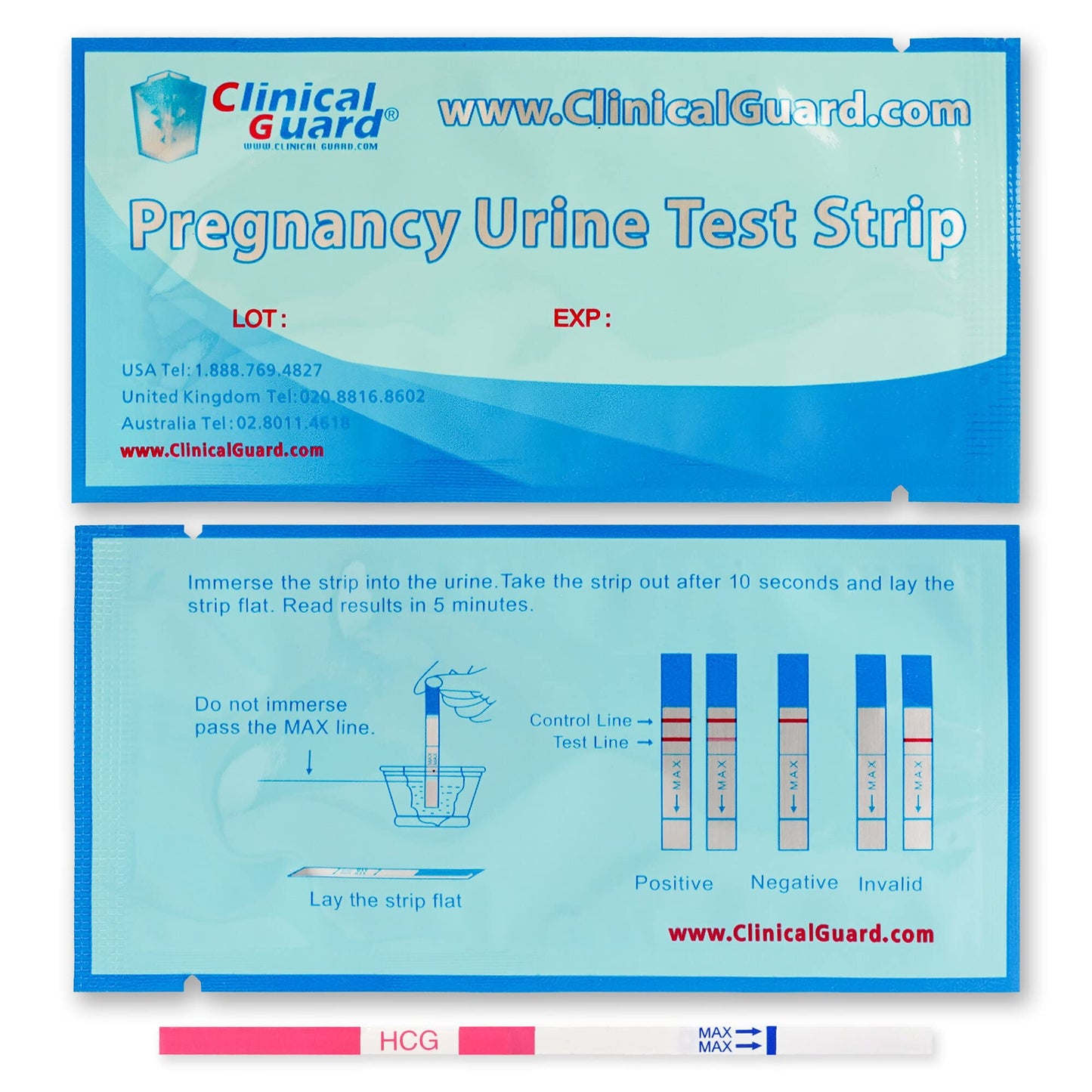 Clinical Guard 25 Pregnancy Tests - Early Detection Strips, 5-Min Results, HCG Kit for Women