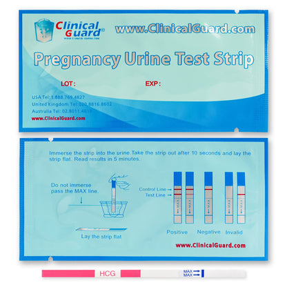 Clinical Guard 25 Pregnancy Tests - Early Detection Strips, 5-Min Results, HCG Kit for Women