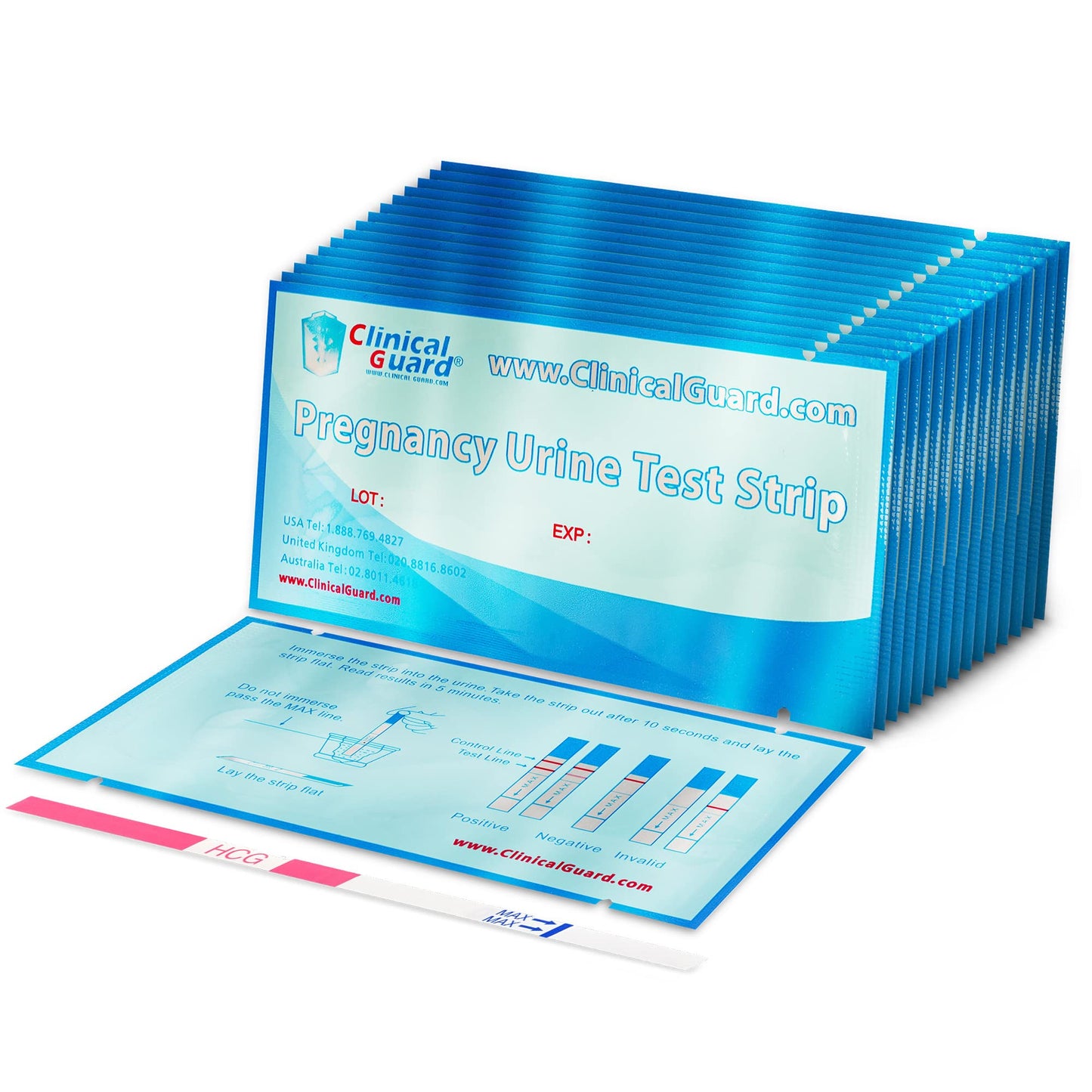 Clinical Guard 50 Pregnancy Test Strips – Sensitive 25 mIU/mL, 5-Min Results