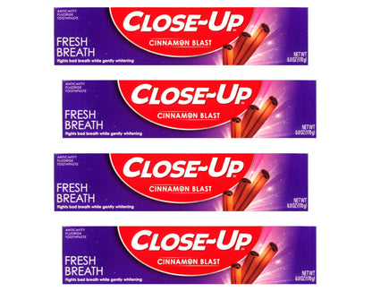 Close-Up Cinnamon Anticavity Toothpaste 6 oz Pack of 4 | Fresh Breath & Whitening