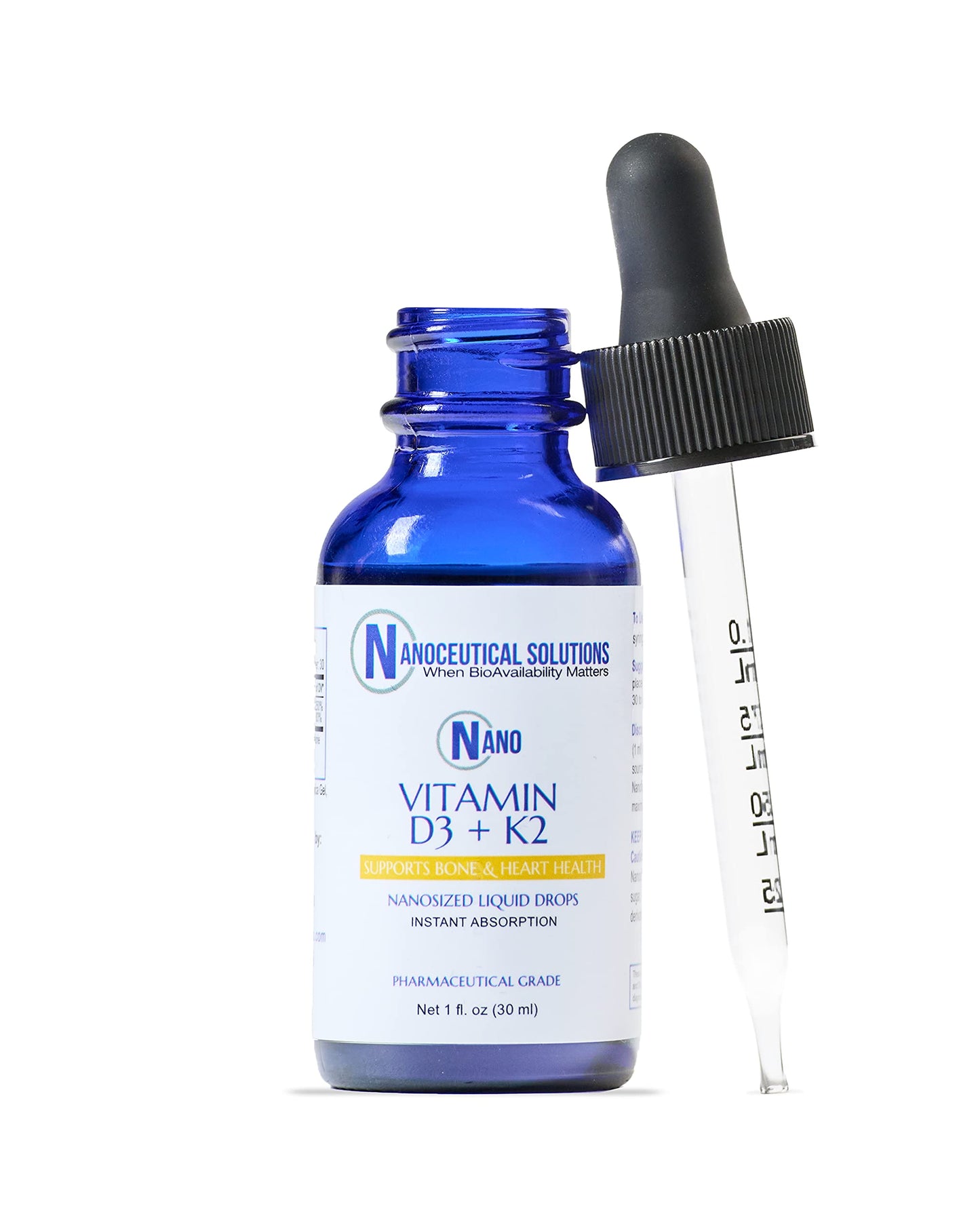 Nano Vitamin D3+K2 Nano-Particles – 5000 IU, Rapid Absorption, 1 oz (Non-GMO, Gluten Free)