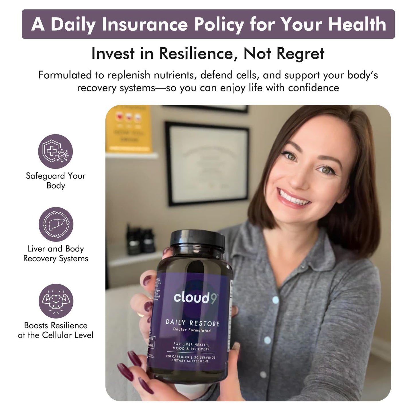 Cloud9 Daily Restore – Liver Detox & Recovery Supplement with Milk Thistle, NAC & B-Vitamins | 120 Capsules | Made in USA