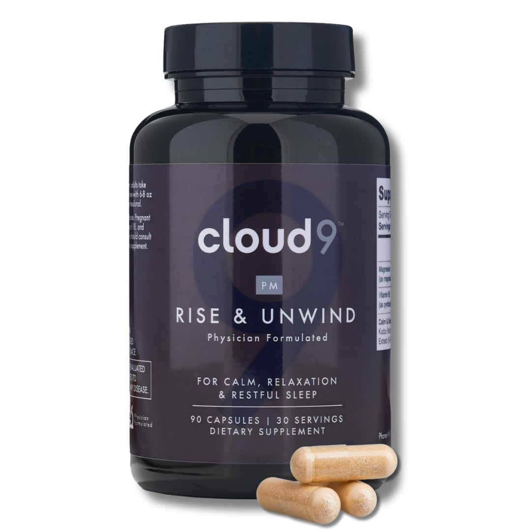 Cloud9 Rise & Unwind PM – Nighttime Sleep Support (Adaptogens, Magnesium) – Made in USA