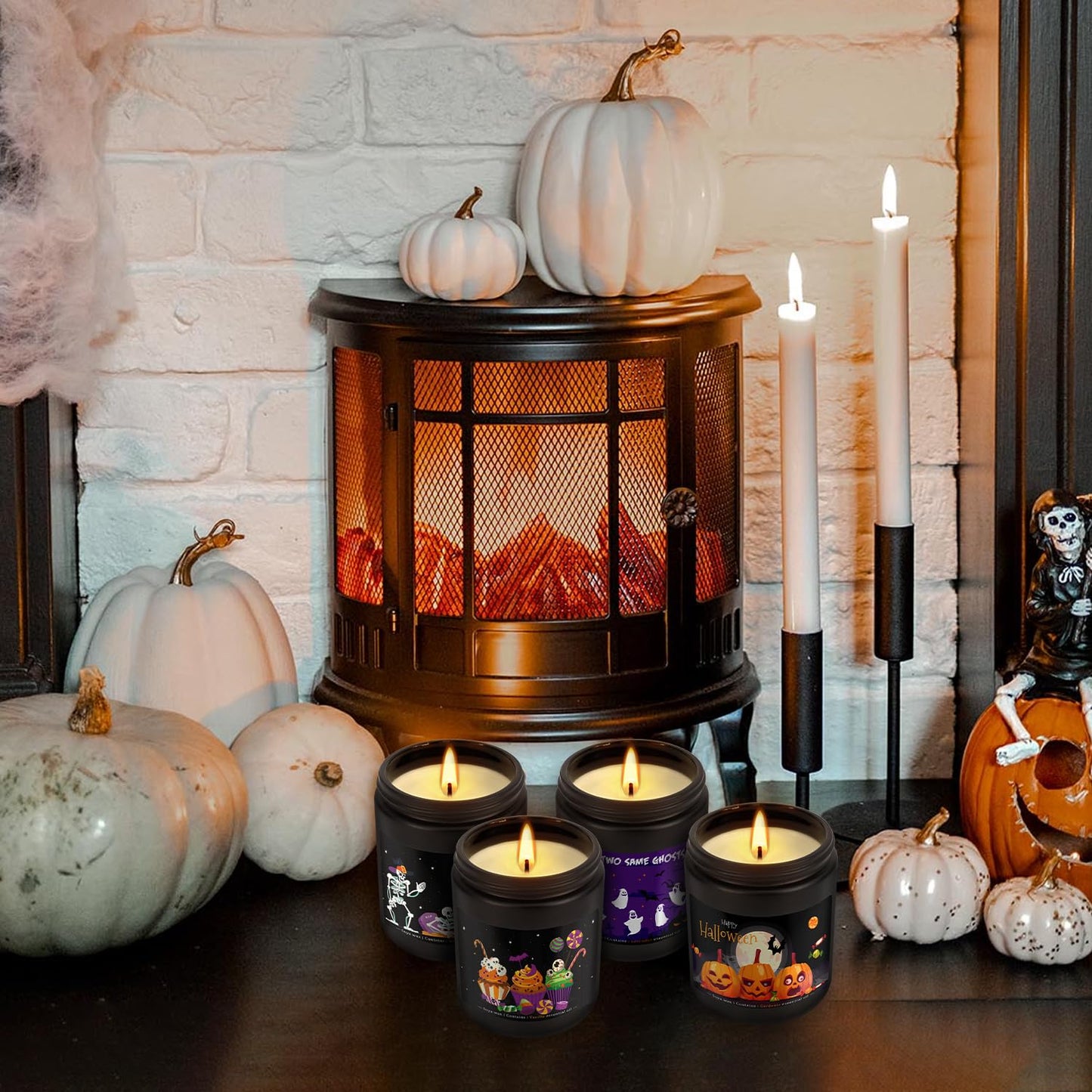 CLTNIKET Halloween Scented Candle Set - 4-Pack 7oz Soy Candles