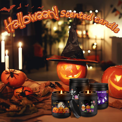 CLTNIKET Halloween Scented Candle Set - 4-Pack 7oz Soy Candles