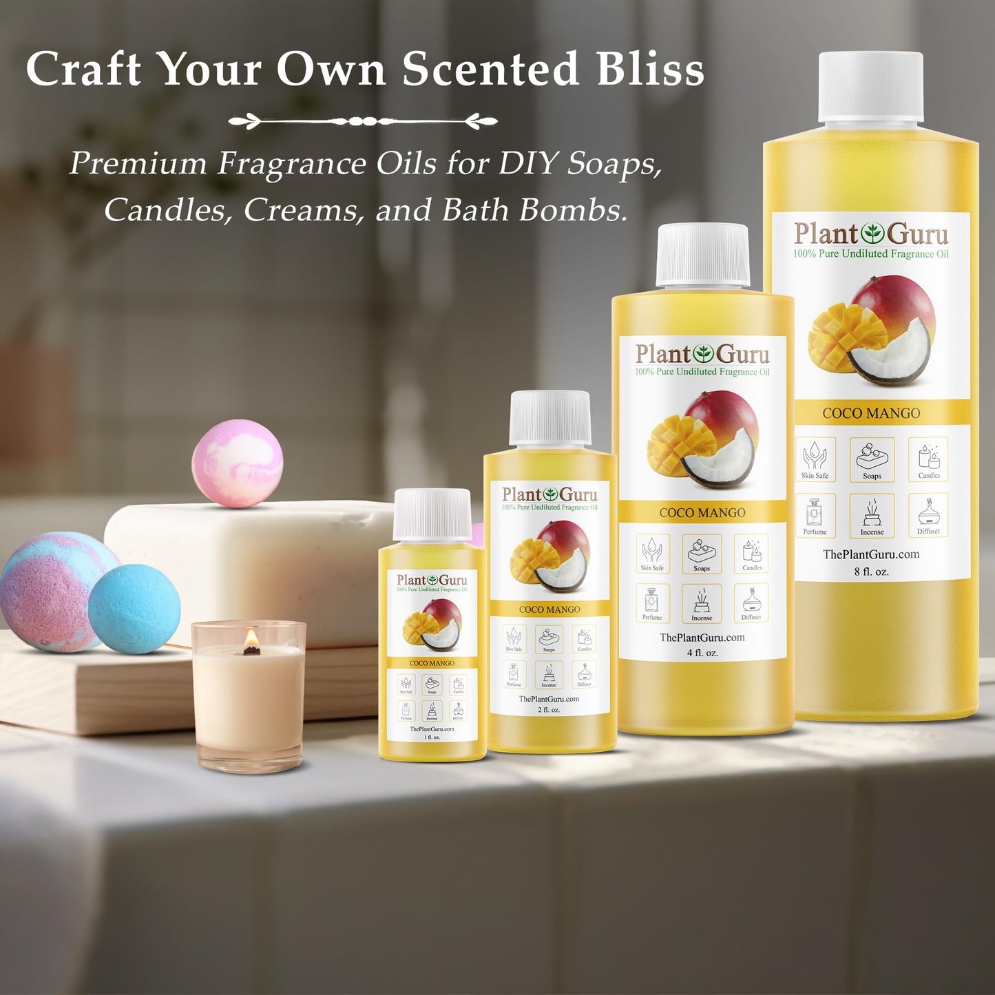 Coco Mango Fragrance Oil 4 fl oz – DIY Soap, Candles & Diffusers