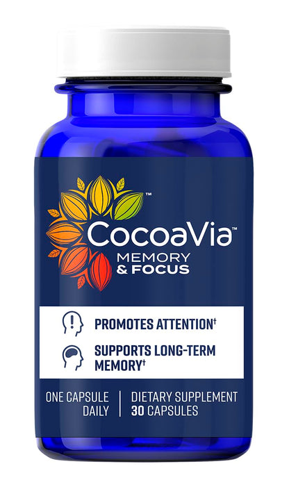 CocoaVia Memory & Focus Brain Supplement – 30 Day, Cocoa Flavanol, Lutein, Caffeine