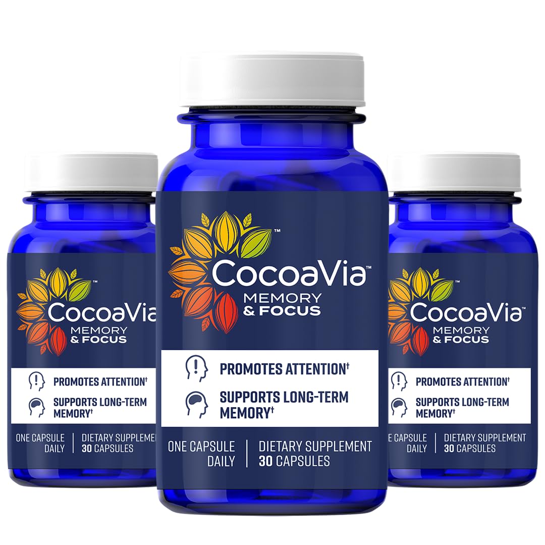 CocoaVia Memory & Focus Brain Supplement – 90 Day Cocoa Flavanol Blend with Lutein & Caffeine