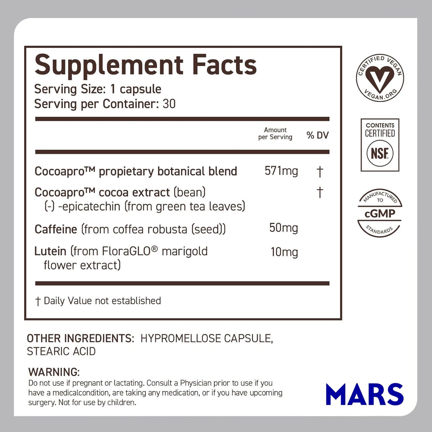 CocoaVia Memory & Focus Brain Supplement – 90 Day Cocoa Flavanol Blend with Lutein & Caffeine