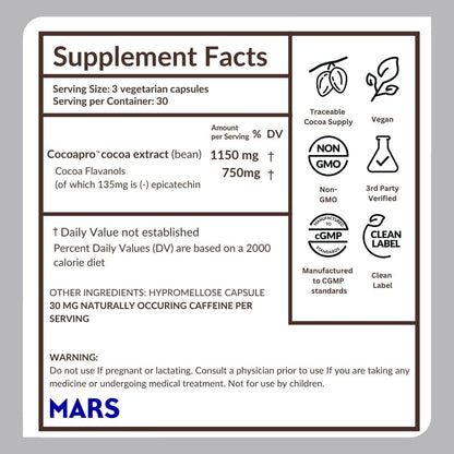 Memory+ Brain Supplement by CocoaVia | Clinically Proven 750 mg Cocoa Flavanols, Sugar Free, Vegan, 60-Day Supply
