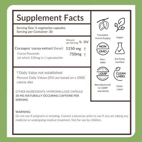 Memory+ Brain Supplement by CocoaVia | Clinically Proven 750 mg Cocoa Flavanols, Sugar Free, Vegan, 60-Day Supply