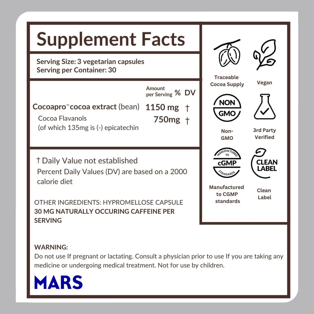 CocoaVia Memory+ Brain Supplement – 750 mg Cocoa Flavanols, Plant-Based & Sugar Free