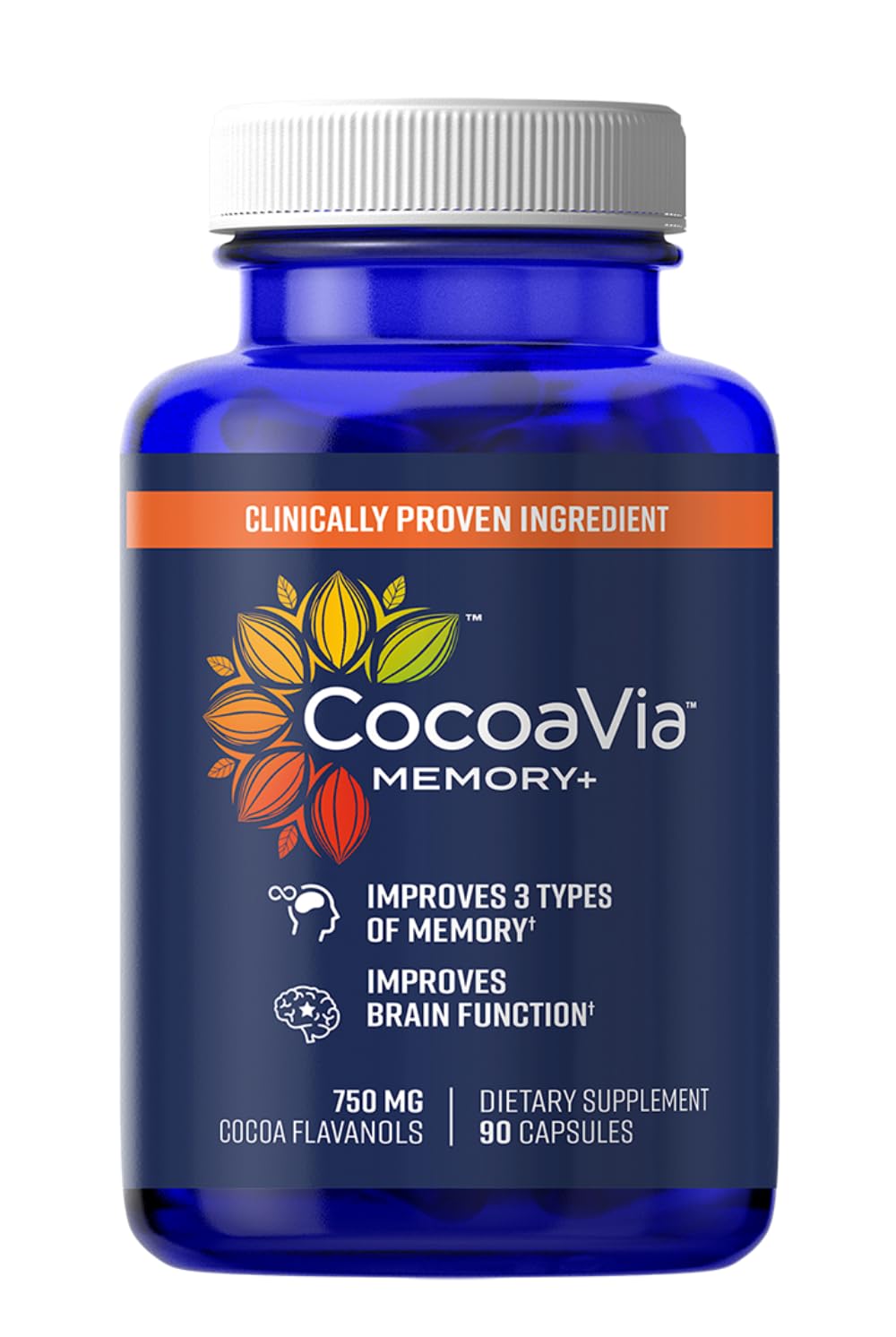 CocoaVia Memory+ Brain Supplement – 750 mg Cocoa Flavanols, Plant-Based & Sugar Free