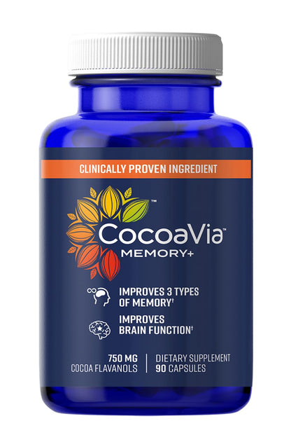 CocoaVia Memory+ Brain Supplement – 750 mg Cocoa Flavanols, Plant-Based & Sugar Free