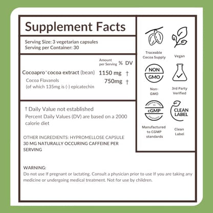 CocoaVia Memory+ Brain Supplement – 750 mg Cocoa Flavanols, Plant-Based & Sugar Free