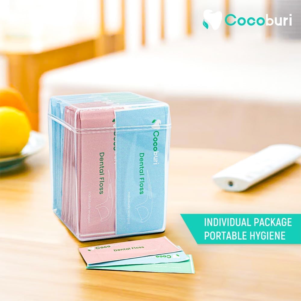 COCOBURI Ultra-Fine Dental Floss Picks - 100 Count (Pack of 2), Individually Packaged