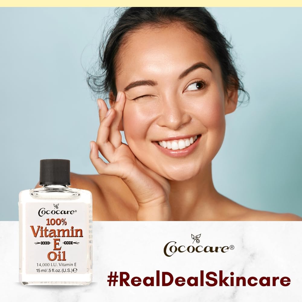 COCOCARE 100% Vitamin E Oil - 14000 IU, 0.5 Fl Oz | Skin Moisturizer & Antioxidant Protection